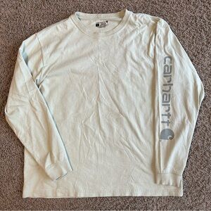 Carhartt Men's Crew Neck Shirt Large Loose Fit Mint Green Workwear Long Sleeve